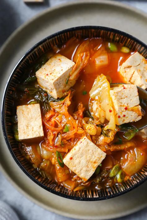 Kimchi Jjigae (Kimchi Stew) | Pickled Plum Kimchi And Tofu Recipe, Kimchee Soup, Kimchi Soup Recipe, Kimchi Stew Recipe, Tofu Kimchi, Korean Beef Stew, Jjigae Recipe, Kimchi Soup, Kimchi Jjigae