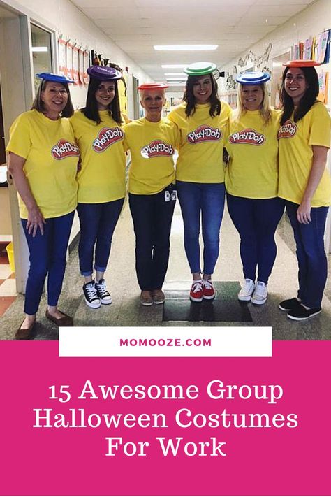 School Group Halloween Costume Ideas, Faculty Halloween Costumes, Halloween Costumes For 4 Coworkers, Crayon Group Costume, Pto Halloween Costumes, Halloween Costumes For Optometry Office, Group Coworker Halloween Costumes, Women Work Costume Ideas, Halloween Costumes For Pediatric Office