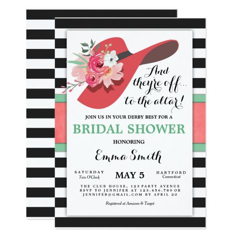 Derby Bridal Shower Invitation Wear a Hat Horse Invitation#Wear#Hat#Shower Creative Bridal Shower Gifts, Diy Bridal Shower Gifts, Personalized Bridal Shower Gifts, Bridal Shower Gifts For Bride, Fun Invitations, Shower Diy, Bridal Shower Diy, Diy Shower, Cute Ideas