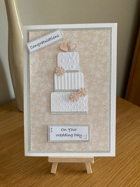 Wedding Cake Card, Wedding Cake Cards Handmade, Homemade Wedding Cards, Wedding Cake Cards, Diy Wedding Card, Congratulations On Your Wedding Day, Bridal Card, Anniversary Cards Handmade, Wedding Congratulations Card