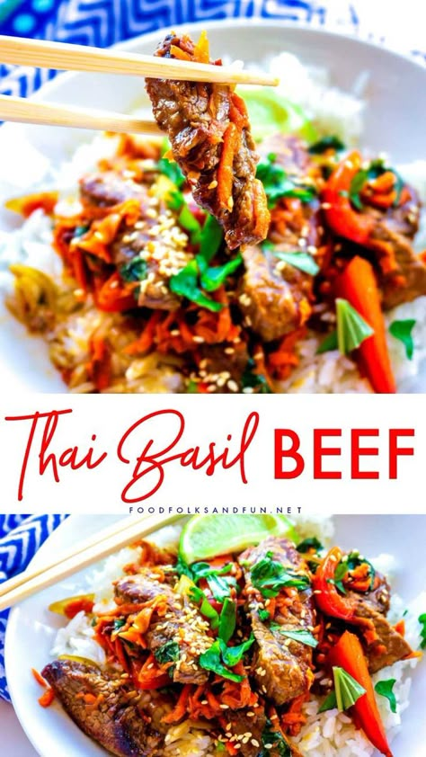 Thai Basil Beef Recipe, Broth Benefits, Basil Beef, Thai Basil Beef, Thai Beef, Thai Sauce, Pad Thai Recipe, Basil Recipes, Thai Basil