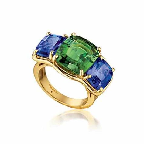 Verdura Green Stones, Three Stone Ring, Tanzanite Ring, Pretty Rings, Three Stone Rings, Green Tourmaline, Audemars Piguet, Three Stone, Stone Ring