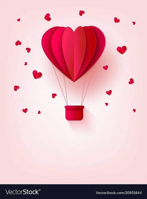 Heart Balloons Painting, Heart Hot Air Balloon Craft, Heart Shaped Hot Air Balloon, Red Paper Craft, Romantic Origami, Valentine Hot Air Balloon, Valentines Classroom Decorations, Paper Hot Air Balloon, Heart Hot Air Balloon