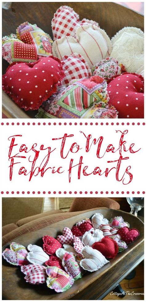 Syprosjekter For Nybegynnere, Craft Hacks, Saint Valentin Diy, Valentines Bricolage, Diy Valentine's Day Decorations, Diy Valentines Decorations, Fabric Hearts, Beginner Sewing Projects Easy, Heart Crafts