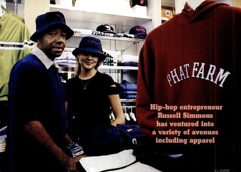 Russell Simmons (Phat Farm) featured in the December 1997 issue of Black Enterprise magazine | Photo by E.L. Evers Russell Simmons, Phat Farm, Photo Magazine, Clothing And Shoes, Hip Hop, Magazine, Clothes, Black