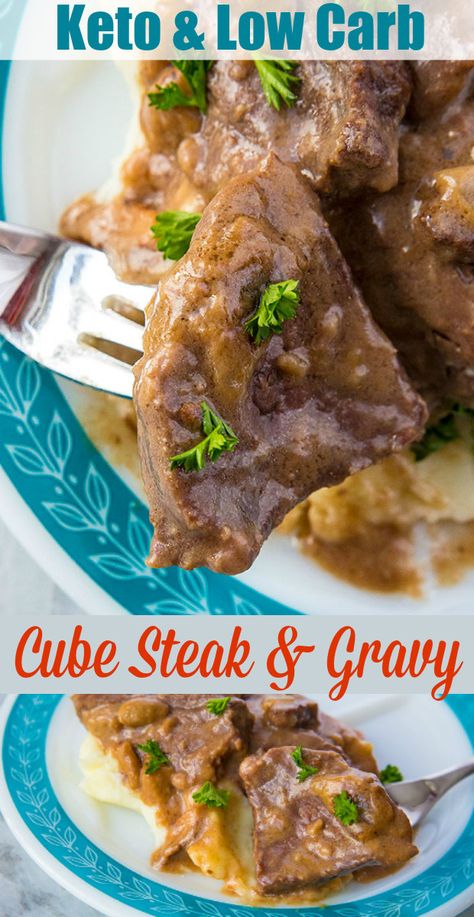 Instant Pot Low Carb Cube Steak and Gravy is made SO fast thanks to pressure cooking it in your Instant Pot! The beef becomes tender and the mushroom gravy is drinkable! This comes to 6 net grams of carbs per serving. #keto #lowcarb #cubesteak #meat #instantpot #pressurecooker #pressurecooking #beef #mushroom #gravy #southbeach #protein Low Carb Cube Steak, Beef Mushroom Gravy, Chopped Steak Recipes, Instant Pot Low Carb, Beef Cubed Steak, Steak And Gravy, Cube Steak And Gravy, Beef Mushroom, Cube Steak Recipes