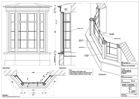 Bay Window Detail Drawing, Victorian Bay Window, Bay Window Exterior, Analysis Architecture, Box Bay Window, Bay Window Design, Window Sketch, Green House Exterior, Site Analysis Architecture