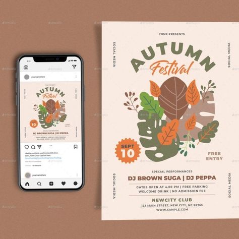 Autumn Festival Template Autumn Social Media, Festival Template, Flyer Size, Welcome Drink, Autumn Festival, Harvest Festival, Rgb Color, Festival Posters, Fall Festival