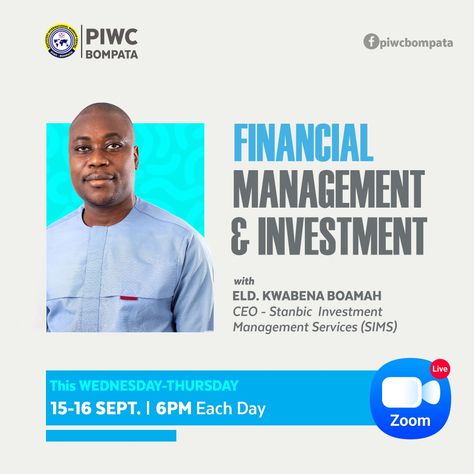 Designed for PIWC Bompata for a Zoom webinar on a financial topic. ©2021 Webinar Poster, Zoom Webinar, Webinar Design, Church Poster, Financial Management, Quick Saves, Design