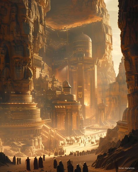 Desert Civilization Concept Art, Fantasy Kingdom Cities Desert, Ancient Egypt Futuristic, Ancient Desert City, Ancient Egyptian Landscape, Scifi Artwork, Earth City, Fantasy Story Ideas, Sci Fi Landscape