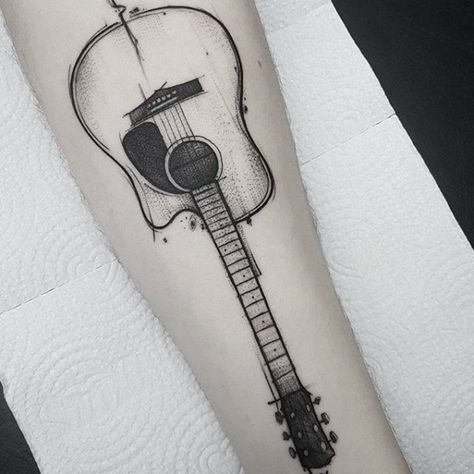 30 Best Guitar Tattoo Ideas  4 Acoustic Guitar Tattoo, Guitar Tattoo Design, Phönix Tattoo, Music Notes Tattoo, Guitar Tattoo, Music Tattoo Designs, Intricate Tattoo, Instagram Tattoo, Music Tattoo