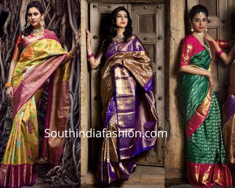 Kalpavruksh Sarees, Green Kanchipuram Saree, Green Kanjeevaram Saree, Bride Sarees, Kanchi Pattu Sarees, India Shopping, Latest Saree, Latest Designer Sarees, Bridal Sarees