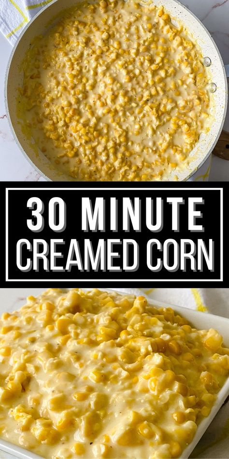 Creamed Style Corn Recipe, Homemade Creamed Corn Easy, Diy Creamed Corn, Frozen Cream Corn Recipe, Homemade Cream Style Corn, How To Make Cream Corn, Cream Style Corn Recipe, Easy Cream Corn, Frozen Sweet Corn Recipe