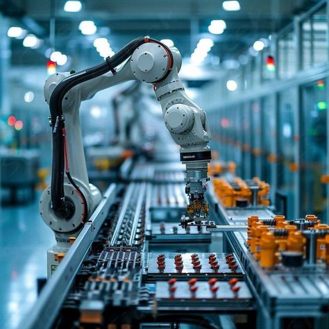 Automated Production Arm ⏳ #AutomateYourLife #EfficiencyBoost #StreamlineProcesses #TimeSavingTips #AutomateEverything Cool Robots Technology, Gin Anime, Man Vs Machine, Robot Factory, Industrial Technology, John Jones, Abstract Tech, Industrial Robotic Arm, Robotic Process Automation