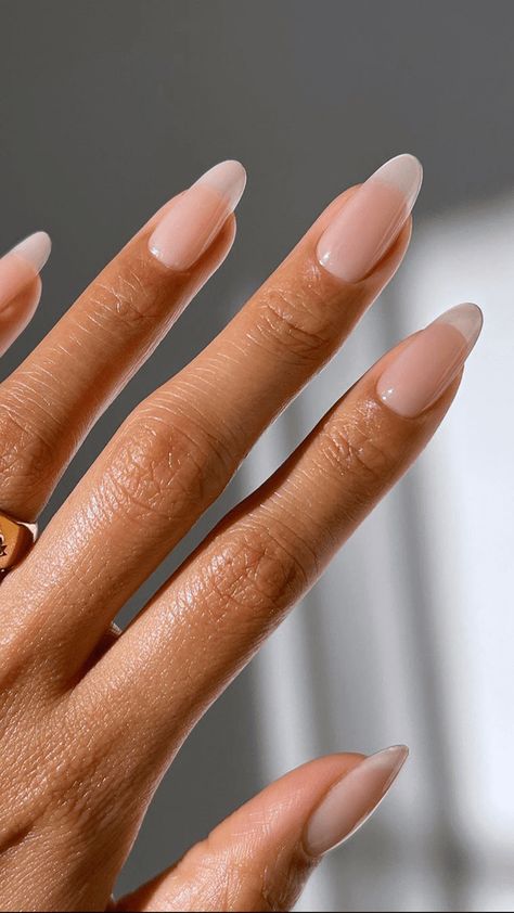 Gel Manicure Oval Nails Shape, Oat Milk Manicure, My Nails But Better Manicure, Acrylic Nails Natural Look Classy, Trend Manicure 2024, Fall Minimalistic Nails, Acrylic Over Natural Nails, Clean And Natural Nails, Bridal Nails Wedding 2024