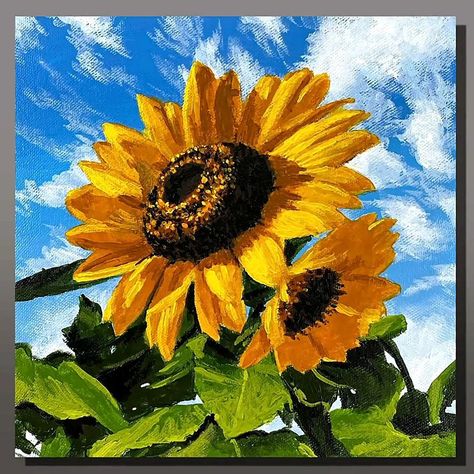 Sunflower with the Sky Acrylic Painting | artist, art, Helianthus, art of painting | Sunflower with the Sky Acrylic Painting #art #artist #artwork #acrylic #painting #eldrawingarts #flowerpainting #acrylicpainting | By El Drawing Arts | Facebook Wildflower Mural, Cherry Blossom Painting Acrylic, Sunflower Artwork, Acrylic Flower Painting, Art Of Painting, Drawing Arts, Cherry Blossom Painting, Sunflower Drawing, Artwork Acrylic