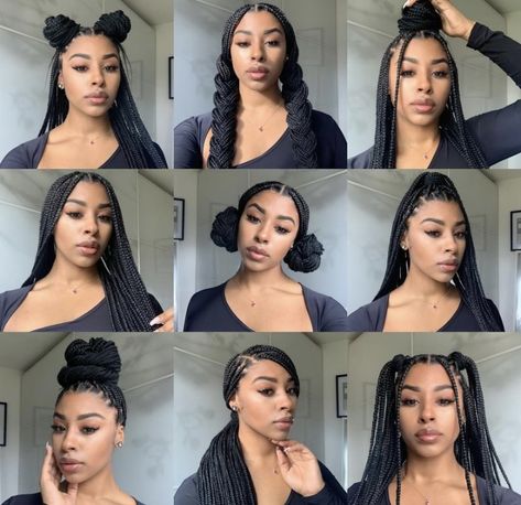 Simple Ways To Style Braids, Individual Braid Hairstyles, Hairstyles For Braids For School, Hair Braid Styles For Black Hair, Different Ways To Style Braids, Box Braids Hairstyles Styles, Different Ways To Style Knotless Braids, Ways To Style Knotless Box Braids, How To Style Knotless Braids