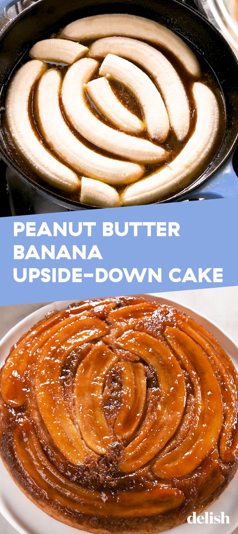 Upside Down Peanut Butter Banana Bread, Peanut Butter Banana Dessert Recipes, Recipes That Use A Lot Of Bananas, Peanut Butter Upside Down Cake, Recipes With Smashed Bananas, Peanut Butter And Banana Dessert, Peanutbutter Dessert Easy, Banana Peanut Butter Cake, Peanut Butter Banana Recipes