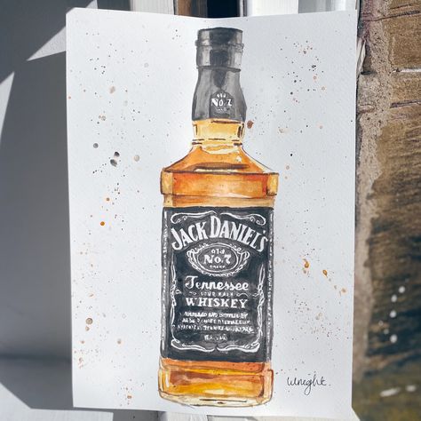 Jack Daniels Painting, Alcohol Bottle Painting, Shabby Chic Wall Art, Black Envelopes, Sweet Love Quotes, Batman Wallpaper, Alcohol Bottles, Bar Art, Canvas Painting Diy