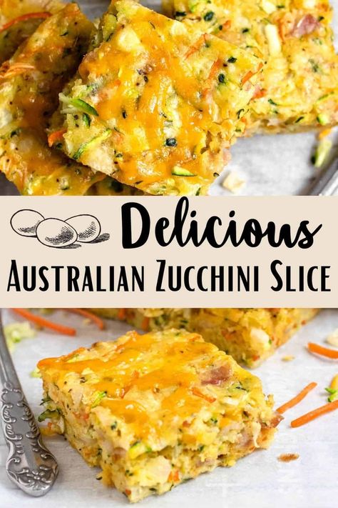 Australian Snacks, Vegetable Bake Recipes, Savoury Slice, Slice Recipe, School Recipes, Kid Snacks, Zucchini Slice, Baked Vegetables, Slices Recipes