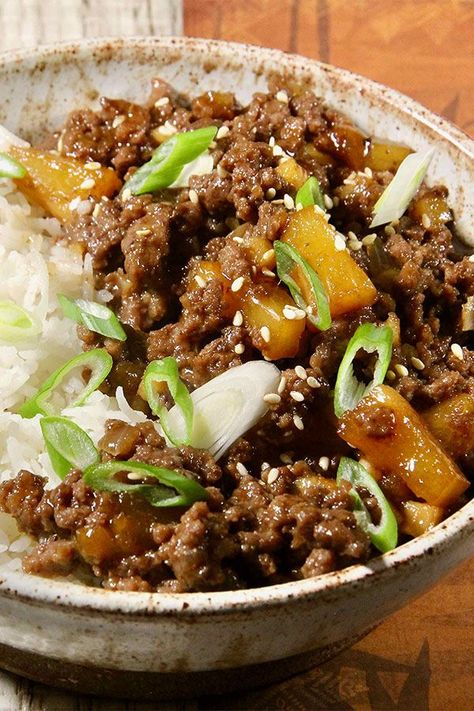 Ground Beef Recipes Teriyaki, Pineapple Ground Beef, Ground Beef And Rice Recipes Easy, Ground Beef And Pineapple Recipes, Ground Beef Teriyaki Recipe, Ground Beef Pineapple Recipes, Ground Beef Teriyaki Noodles, Ground Beef Teriyaki Bowl, Hamburger Teriyaki Ground Beef