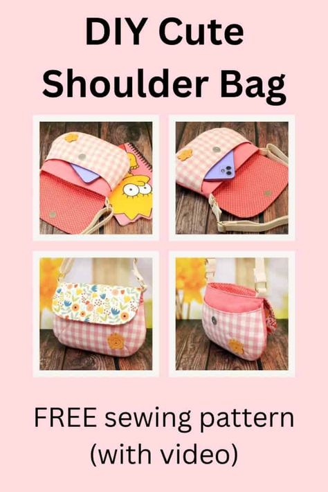 Childs Purse Pattern, Sewing Times, Small Purse Pattern, Sewing Totes, Bag Free Sewing Pattern, Purse Patterns Free, Purse Sewing, Cute Shoulder Bag, Quilt Bag