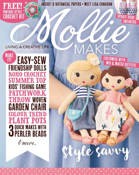 Molliemakes #66 by Mollie Makes - issuu Fishing Games For Kids, Vintage Rag Doll, Tutorial Origami, Origami Ball, Doll Patterns Free, Mix Match Outfits, Mollie Makes, Rag Doll Pattern, Kids Fishing