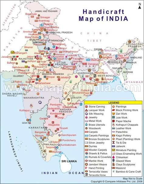 Handicrafts Map of India Map Of India, India Textiles, Map Crafts, Indian Arts And Crafts, India Map, Fashion Drawing Sketches, Indian Folk Art, Ancient India, Srinagar