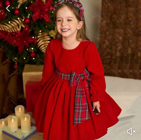 Christmas Gown, Kids Christmas Dress, Toddler Christmas Dress, Sewing Collars, Velvet Christmas, Festive Look, Toddler Christmas, Flounce Sleeve, Stretch Velvet