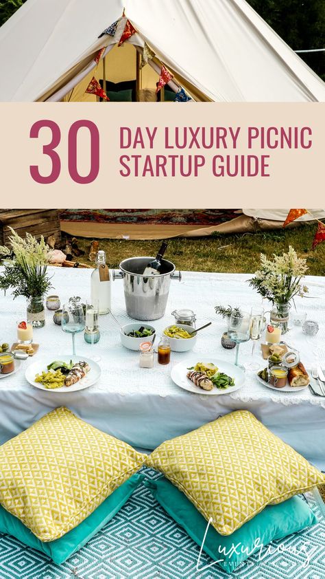 Start a luxury picnic business using our 30 Day Startup Guide! Picnic Business Ideas, Luxury Picnic Business, Luxury Picnic Setup, Picnic Business, Picnic Setup, Luxury Picnics, Luxury Picnic, Business Career, Summer Ideas