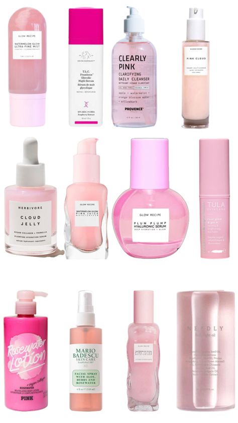 Http:/help.pinterest.com Pink Face Products, Pink Skin Care, Pink Face Moisturizer, Pink And White Skincare, Pink Face Wash, Pink Skincare Aesthetic Products, Hyaluronic Serum, Pink Skin, Night Serum