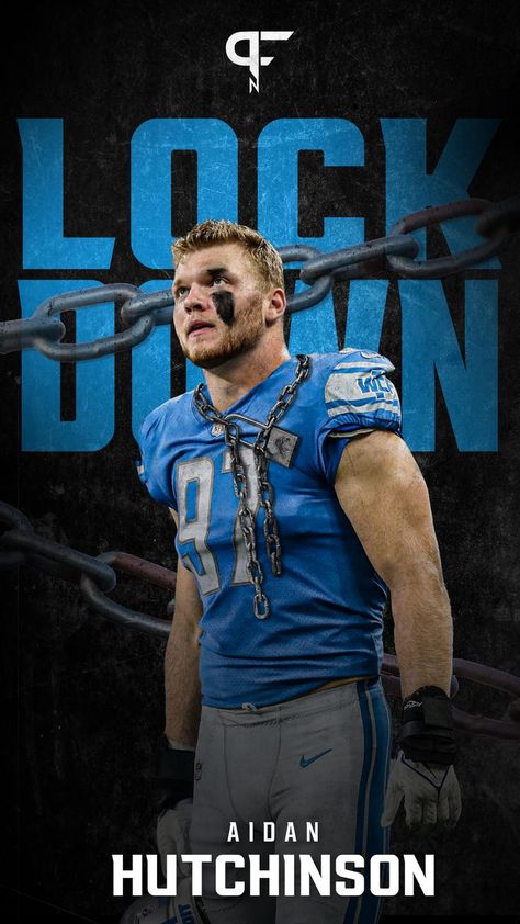 Detroit Lions defensive end Aidan Hutchinson on Pro Football Network's mobile wallpaper graphic. Aidan Hutchinson Lions, Aidan Hutchinson Wallpaper, Lions Wallpaper Nfl, Detroit Lions Wallpaper Iphone, Aidan Hutchinson, Nfl Wallpaper, Detroit Lions Wallpaper, Lion Crochet, Ncaa Football Teams