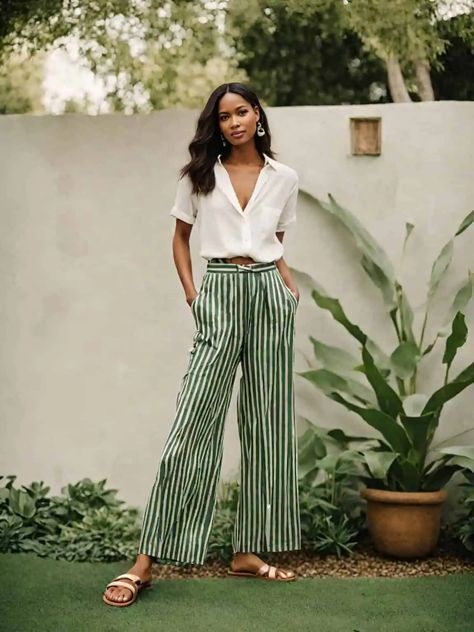 How to Dress if you have a Long Waist: A Comprehensive Guide Plus Palazzo Pants Outfit, Green Striped Pants Outfit, Palazzo Pants Outfit Summer, White Striped Pants Outfit, Chelsea Boots With Jeans, Girls Chelsea Boots, Palazzo Outfit, Stripe Pants Outfit, Petite Dressing