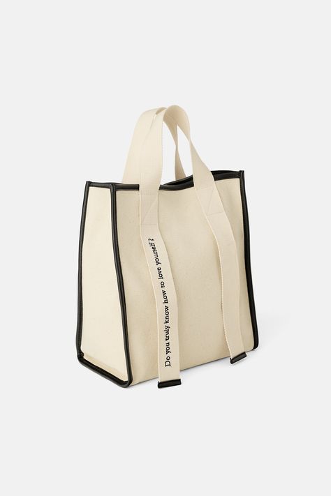 CANVAS TOTE BAG | ZARA United Kingdom Anna Laura, Canvas Shopper Bag, Sac Tote Bag, Canvas Bag Design, To Do Planner, Sac Diy, White Tote Bag, Designer Totes, White Tote