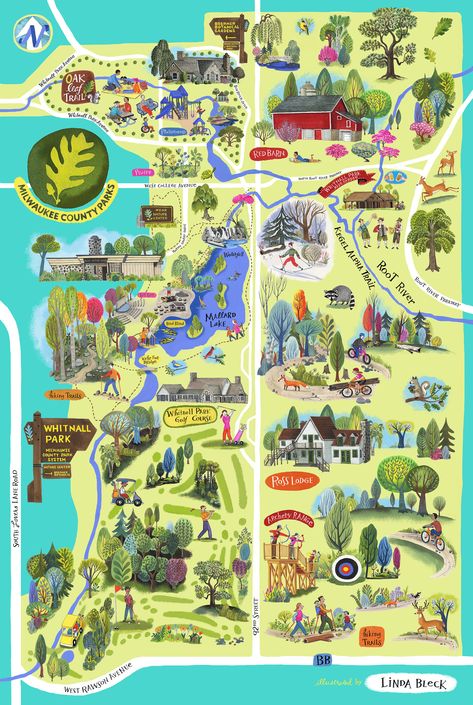 #MKEcounty parks #illustratedmaps #illustratedtrees #milwaukeeparks #maps Graphic Facilitation, Village Map, Down The River, Illustrated Map, Beer Garden, Character Development, Children's Books, Hiking Trails, Milwaukee