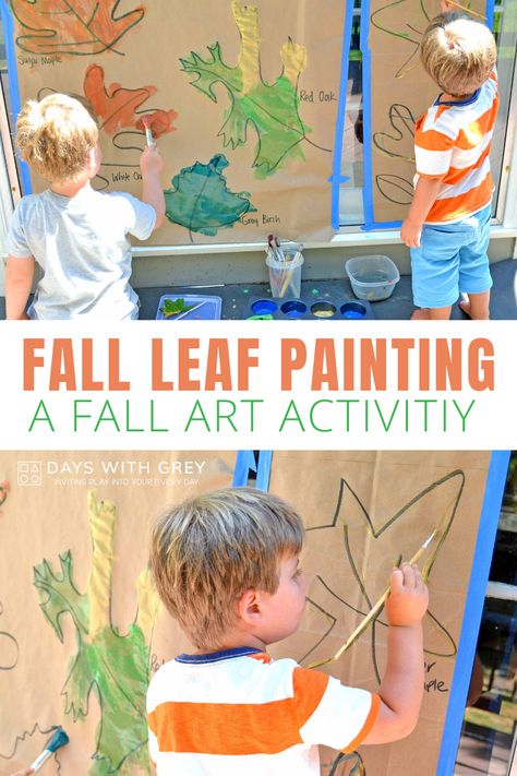 Painting For Preschoolers, Fall Leaf Painting, Leaf Pictures, Leaf Paintings, Fall Lesson Plans, Fall Preschool Activities, Fall Lessons, Fall Arts And Crafts, Tree Study