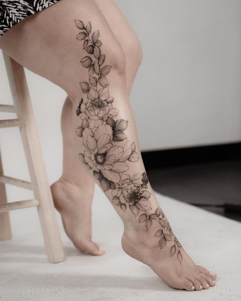 Tattoo artist Mr Marek | Nashville, USA | iNKPPL Full Leg Floral Tattoo, Large Floral Leg Tattoo, Women’s Leg Tattoo Floral, Wild Flower Leg Tattoos Women, Wildflowers Leg Tattoo, Wildflower Leg Tattoo, Floral Leg Sleeve Tattoo, Floral Leg Tattoo, Wraparound Tattoo