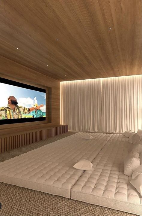 Contemporary Movie Room, La Condo, Sala Cinema, Ruang Tv, Huge Bed, Home Theater Room Design, Theater Room Design, Home Cinema Room, Dream Mansion