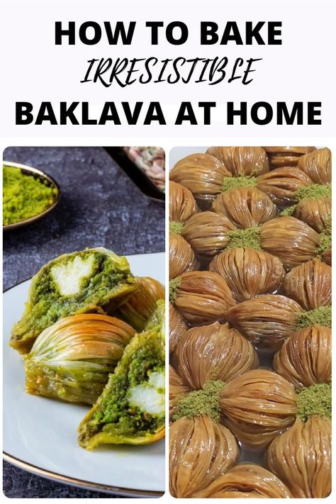 This easy pistachio baklava recipe is authentic and delicious. Bake this middle eastern midye baklava at home with the baklava video in the blog. Click for more delicious baking recipes and mouthwatering sweet bakes ideas. Baklava Video, Pistachio Baklava Recipe, Baklava Recipe Easy, Pistachio Baklava, Easy To Bake, Sweet Bakes, Baklava Recipe, Cozy Kitchen, European Food