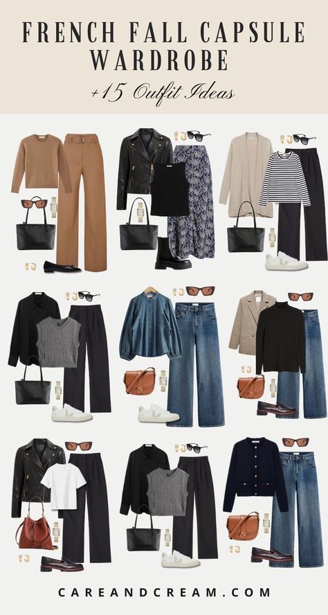 French Outfit Style Classy Chic, French Girl Autumn Style, Classic Capsule Wardrobe French Style, French Elegant Style, Basic Fall Wardrobe Essentials, French Style Clothes, French Mum Style, Capsule Wardrobe Ideas Inspiration, 30s Wardrobe Essentials