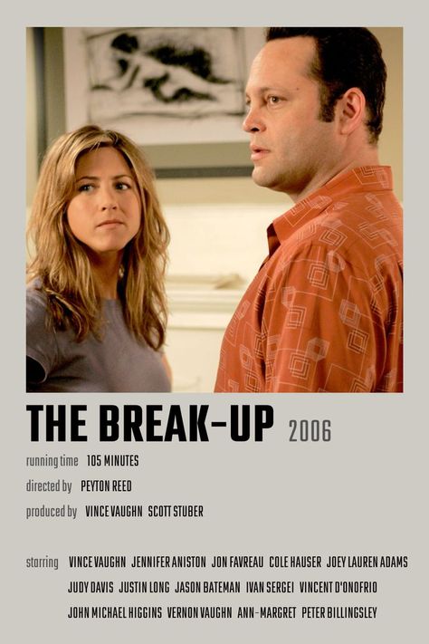 The Break-Up Movie Poster Jennifer Aniston Movies List, The Break Up Movie, Joey Lauren Adams, Jennifer Aniston Movies, Peter Billingsley, Breakup Movies, Justin Long, Cole Hauser, Vincent D’onofrio