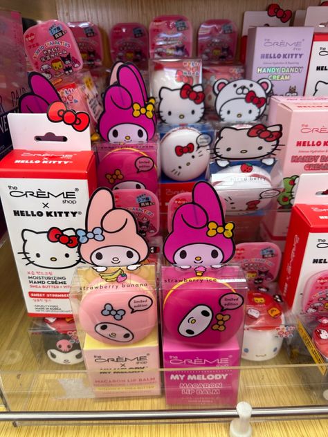 Sanrio Lip Balm, Hello Kitty Lip Balm, Macaroon Lip Balm, Sanrio Core, Creme Shop, Sanrio Stuff, Kitty Pictures, Lip Balm Collection, Kitty Items