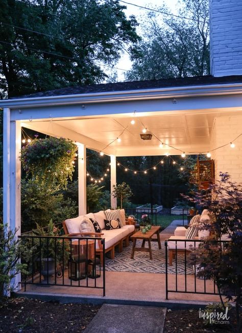 Decorating Porch, Porch And Patio, Outdoor Covered Patio, Concrete Patios, Cozy Backyard, Outdoor Living Decor, Patio Style, Backyard Porch, Have Inspiration