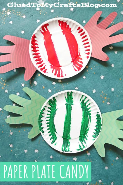 Paper Plate Peppermint Candy - Christmas Kid Craft Tutorial Candyland Arts And Crafts, Pre K Holiday Crafts, Peppermint Crafts For Kids, Paper Plate Peppermint, Peppermint Crafts, Pre K Christmas Crafts, Peppermint Candy Crafts, Candy Cane Art, Aesthetic Craft Ideas