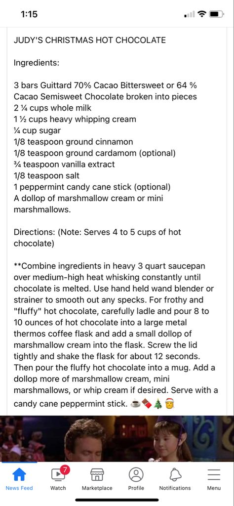 Hot Chocolate From The Santa Clause, Judy's Hot Chocolate, The Santa Claus Hot Chocolate, The Santa Clause Hot Chocolate, Hot Chocolate Ingredients, The Santa Clause, Hot Cocoa Recipe, Cane Stick, Peppermint Candy Cane