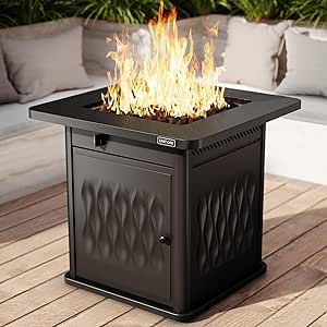 Amazon.com : EAST OAK 28'' Propane Fire Pit Table, 50,000 BTU Steel Gas FirePit for Outdoor, Outside Patio Deck and Garden, CSA Certified Fire Table with Magnetic Lid, Cover-Storage Basket and Lava Rock , Black : Patio, Lawn & Garden Outdoor Fire Table, Tabletop Fireplaces, Outdoor Fire Pit Table, Propane Fire Pit Table, Gas Fire Table, Steel Fire Pit, Gas Fire Pit Table, Propane Fire Pit, Outside Patio