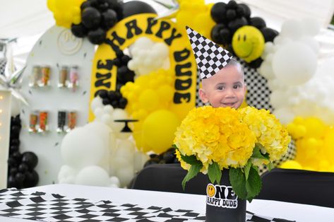 Boy Birthday Centerpiece Ideas, Happy Face Centerpiece, One Happy Dude Centerpiece Ideas, One Happy Dude Table Centerpiece, One Cool Dude Centerpieces, One Happy Dude Centerpieces, One Happy Dude Table Decor, One Happy Dude Photo Backdrop, One Happy Dude Birthday Games