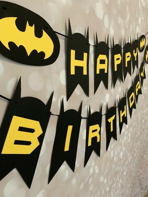 Batman Birthday Banner, Batman Happy Birthday, Spiderman Banner, Superhero Banner, Batman Party Decorations, Batman Themed Birthday Party, Batman Birthday Cakes, Batman Decor, Batman Theme