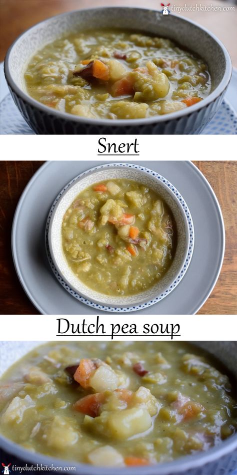 Dutch pea soup or snert, is a quintessential winter soup. Don't think to use this soups as a starter. It's a meal in itself and a substantial one at that. #snert #peasoup #dutch #winter #recipe Dutch Pea Soup, Dutch Pea Soup Recipe, 9 Bean Soup Recipe, Dutch Traditions, Meaty Meals, Lighter Recipes, Dutch Cuisine, Dutch Food, Pea And Ham Soup