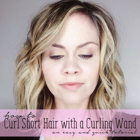 How to curl short hair with a Curling Wand. Get those beachy waves in no time! The Quick Journey blog. Curling Wand Short Hair, Curling Wand Tutorial, Curl Short Hair, Wand Tutorial, Curling Wands, Curl Your Hair, Messy Curls, How To Curl Short Hair, Dry Shampoo Hairstyles